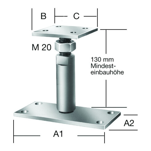 Vormann chaussure de support de plate-forme 150x70/70x80mm STA galv. bleu galv. z.Schr.