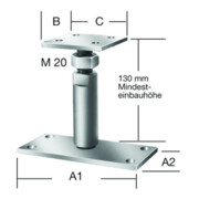 Vormann chaussure de support de plate-forme 150x70/70x80mm STA galv. bleu galv. z.Schr.