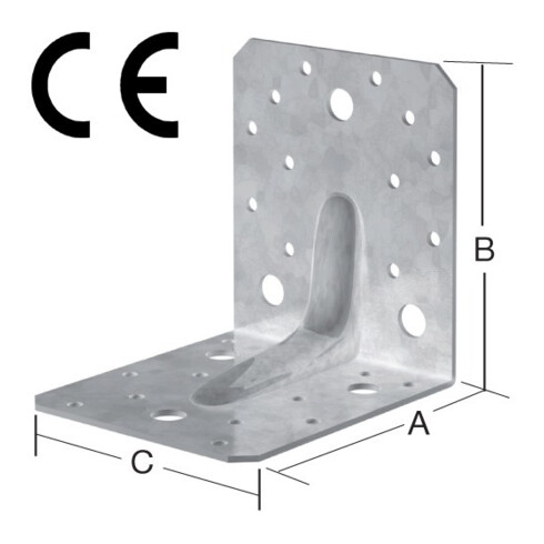 VORMANN Connecteur d'angle 105 x 105 x 90 mm avec CE, acier galvanisé