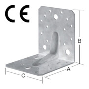 VORMANN Connecteur d'angle 105 x 105 x 90 mm avec CE, acier galvanisé