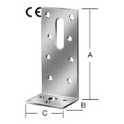 VORMANN Connecteur d'angle 90 x 35 x 40 mm acier galvanisé CE