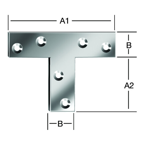 VORMANN Connecteur plat en T 70 x 16 x 52 x 1,5 mm acier galvanisé