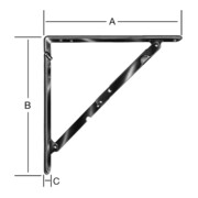 VORMANN Console pliante L300xP300mm avec bras diagonal Acier, blanc, revêtu