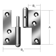 VORMANN Paumelle à visser Q1, 2 pièces, DR pour vissage 28mm galvanisée