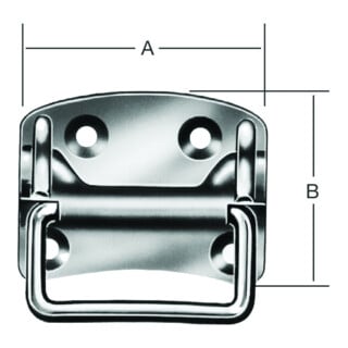 VORMANN Poignée de caisse avec plaque, L100mm, l80mm S1,5mm, Poignée, diamètre 7,5mm Acier inoxydable