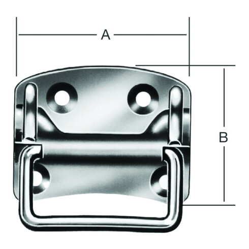 VORMANN Poignée de caisse avec plaque, L100mm, l80mm S1,5mm, Poignée, diamètre 7,5mm Acier inoxydable