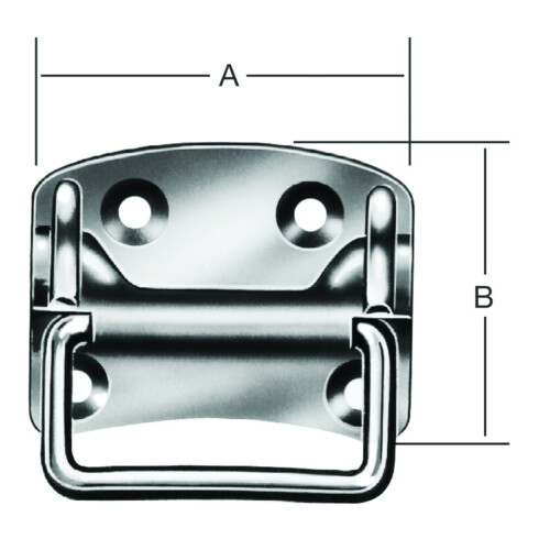 VORMANN Poignée de caisse avec plaque, L80mm, l70mm S1,5mm, poignée, diamètre 6,5mm acier