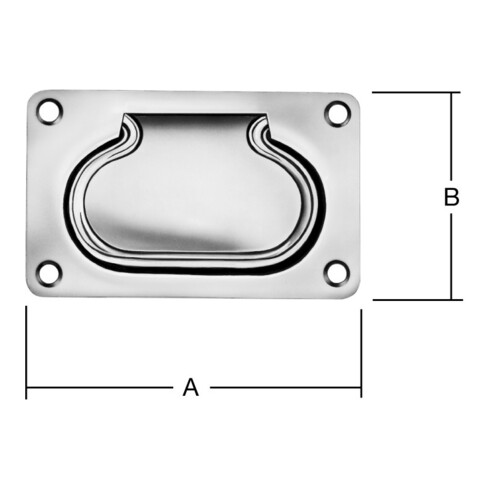 VORMANN Poignée encastrée avec bords arrondis, 140x90mm, 75mm, Ø8mm acier