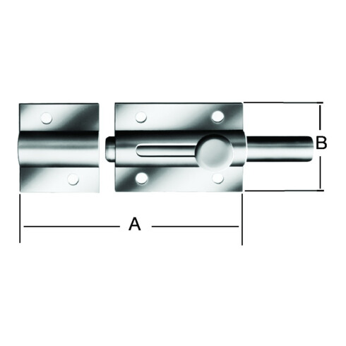 VORMANN Verrou à bouton 120x36mm avec boucle, acier droit, galvanisé