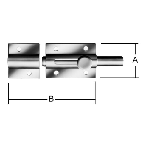 VORMANN Verrou à bouton 36x80 mm avec boucle, droit inoxydable
