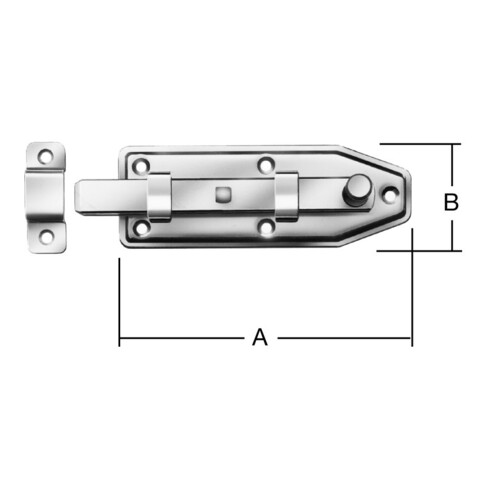 VORMANN Verrou de fenêtre avec boucle, droit B30xL80xE1mm acier inoxydable anti-rouille