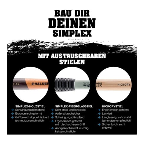 Vorschlaghammer SIMPLEX Kopf-Ø100mm L1000mm Superplast.weiß/Gum.schwarz mittelh