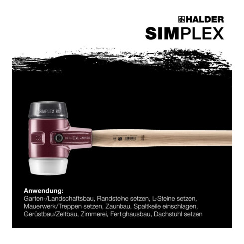 Vorschlaghammer SIMPLEX Kopf-Ø100mm L1000mm Superplast.weiß/Gum.schwarz mittelh