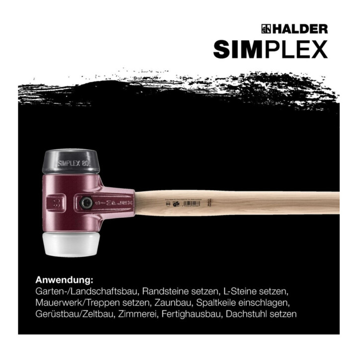 Vorschlaghammer SIMPLEX Kopf-Ø100mm L1000mm Superplast.weiß/Gum.schwarz mittelh