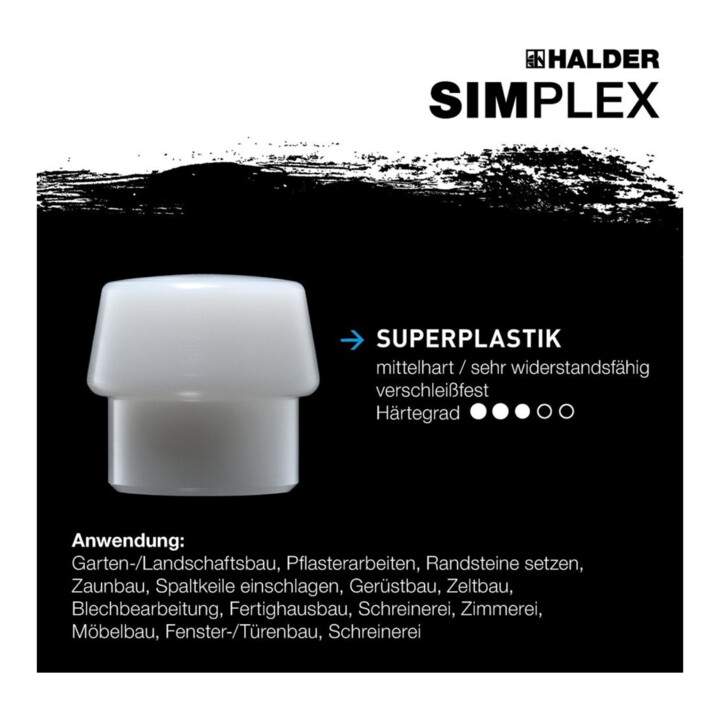 Vorschlaghammer SIMPLEX Kopf-Ø100mm L1000mm Superplast.weiß/Gum.schwarz mittelh