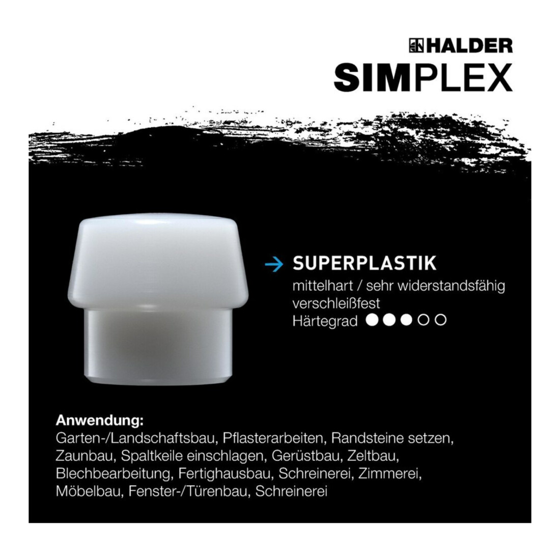 Vorschlaghammer SIMPLEX Kopf-Ø100mm L1000mm Superplast.weiß/Gum.schwarz mittelh