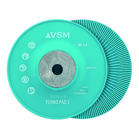 VSM Plateau-support pour disques en fibre TURBO PAD 3 dur/nervuré, ⌀ ext. : 115 mm