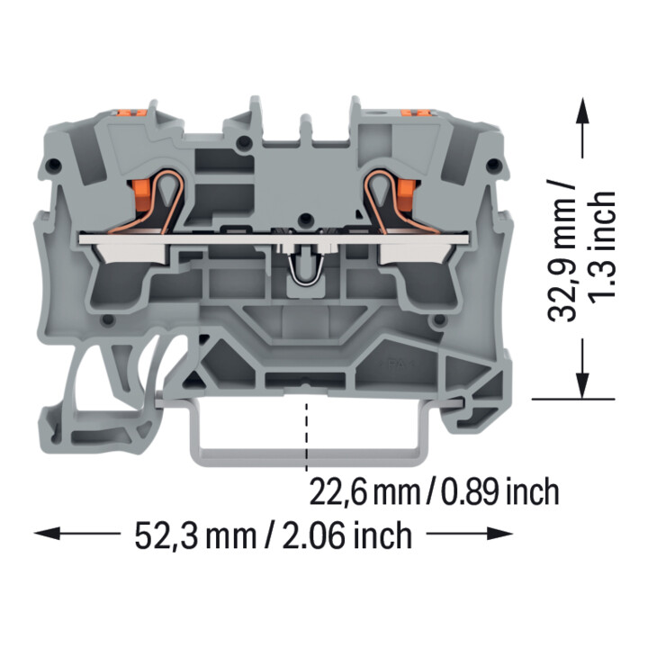 WAGO 2-Leiter-Durchgangsklemme 2204-1201 4mm² grau