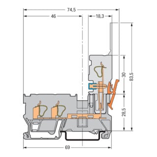 WAGO Basisklemme 2L/1-Pin grau 769-251