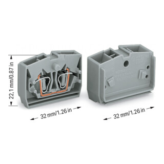 WAGO Bornes de passage 264-321 0,08-2,5 mm² gris, borne intermédiaire 2 conducteurs