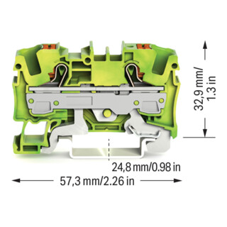 WAGO Bornes de terre 2 conducteurs 6 mm² vert-jaune 2206-1207