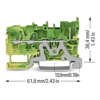 WAGO Bornier de base 2 conducteurs/1 broche PE 2022-1307 vert-jaune