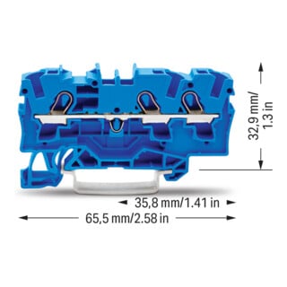 WAGO Bornier de passage 3 conducteurs TS 35 2004-1304 bleu 4 mm²