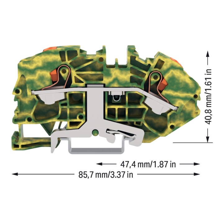WAGO Bornier de terre 2 conducteurs 16 mm² vert-jaune 2216-7607