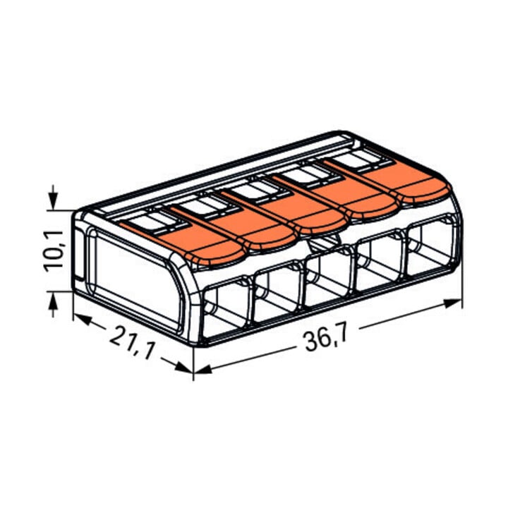 WAGO Compact-Connecteur 5 conducteurs jusqu’à 6 mm² 221-615