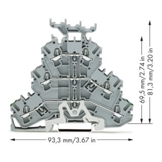 WAGO Connecteur à ressort 3 pôles 2002-3257 2,5 mm² gris Push-in CAGE CLAMP®