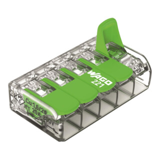 WAGO Connecteur de connexion 221-425 avec levier max. 4 mm² 5 conducteurs transparent