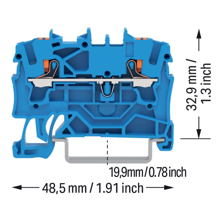 WAGO Connecteur de dérivation 2 conducteurs 2202-1204 2,5 mm² bleu avec poussoir