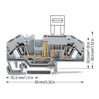 WAGO Connecteur de passage 2 conducteurs 0,2-6 mm² 25/30 A gris 282-698/281-413