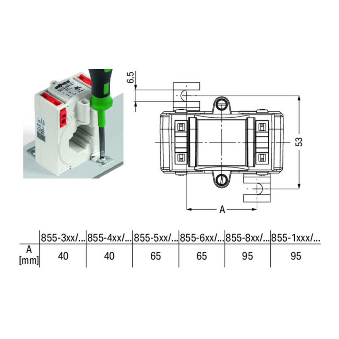 WAGO GmbH& Co. KG Aufsteck-Stromwandler 855-305/200-501