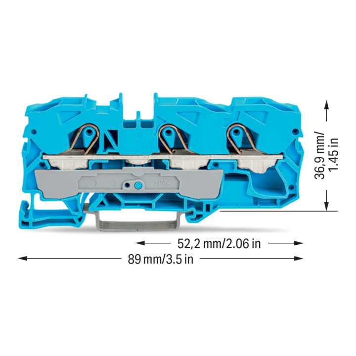 WAGO GmbH& Co. KG Bornier de passage 3 conducteurs, TS 35 2010-1304
