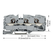 WAGO GmbH& Co. KG Bornier de passage 3 conducteurs, TS 35 2016-1301-5