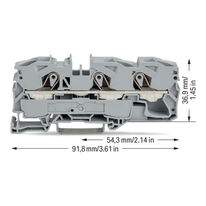 WAGO GmbH& Co. KG Bornier de passage 3 conducteurs, TS 35 2016-1301