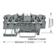 WAGO GmbH& Co. KG Bornier de passage 4 conducteurs, TS 35 2001-1401-5