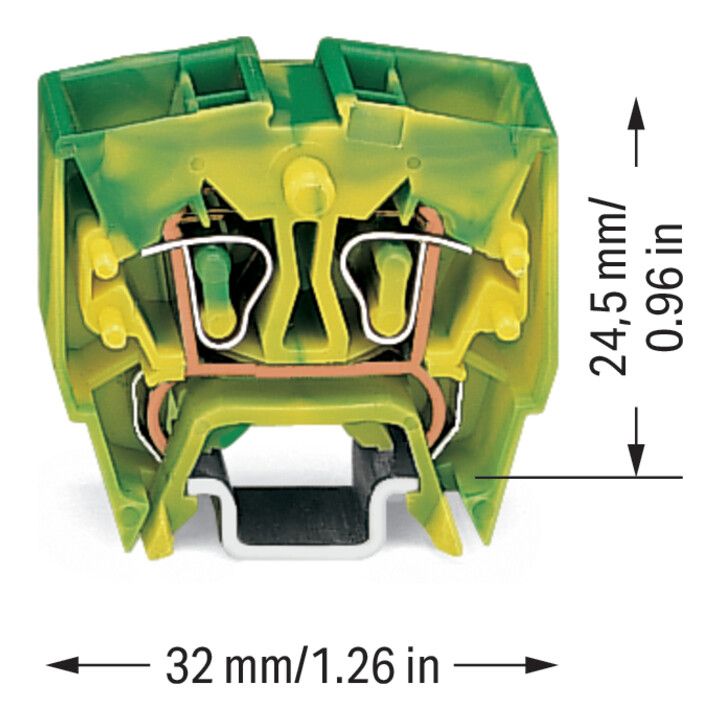 WAGO GmbH& Co. KG Bornier de terre 2x2,5mm² vert/jaune 264-727