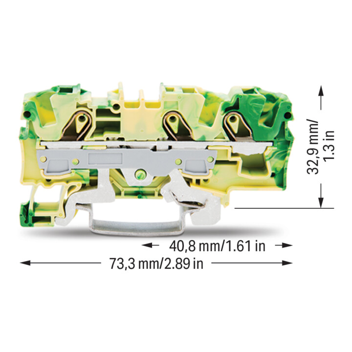 WAGO GmbH& Co. KG Bornier de terre 3 conducteurs, TS 35 2006-1307
