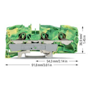 WAGO GmbH& Co. KG Bornier de terre 3 conducteurs, TS 35 2016-1307-4