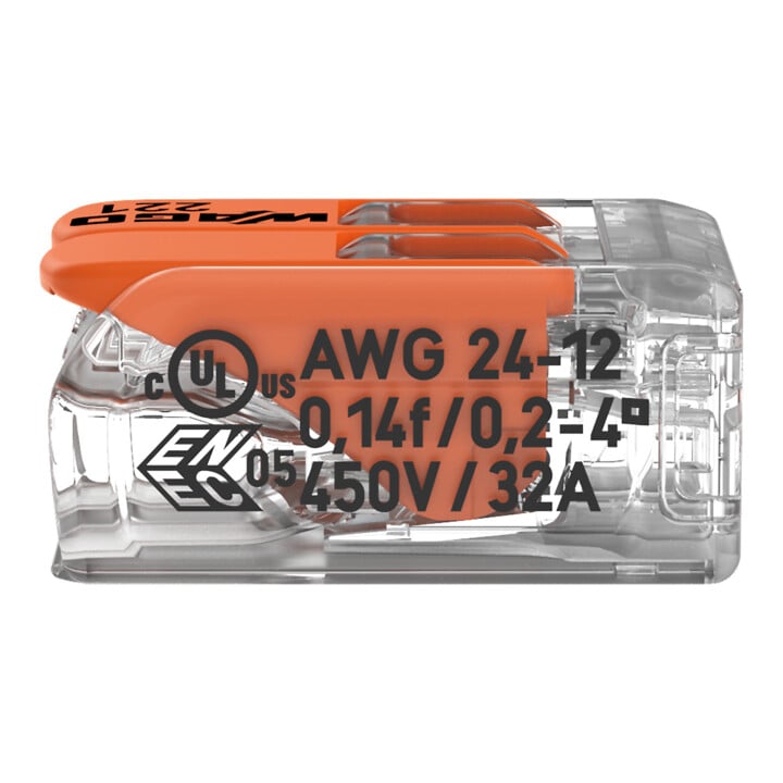 WAGO GmbH& Co. KG Connecteur compact 2 conducteurs jusqu’à 4 mm² 221-412