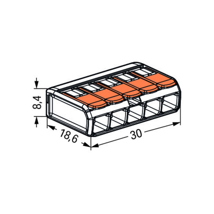 WAGO GmbH& Co. KG Connecteur compact 5 conducteurs jusqu’à 4 mm² 221-415