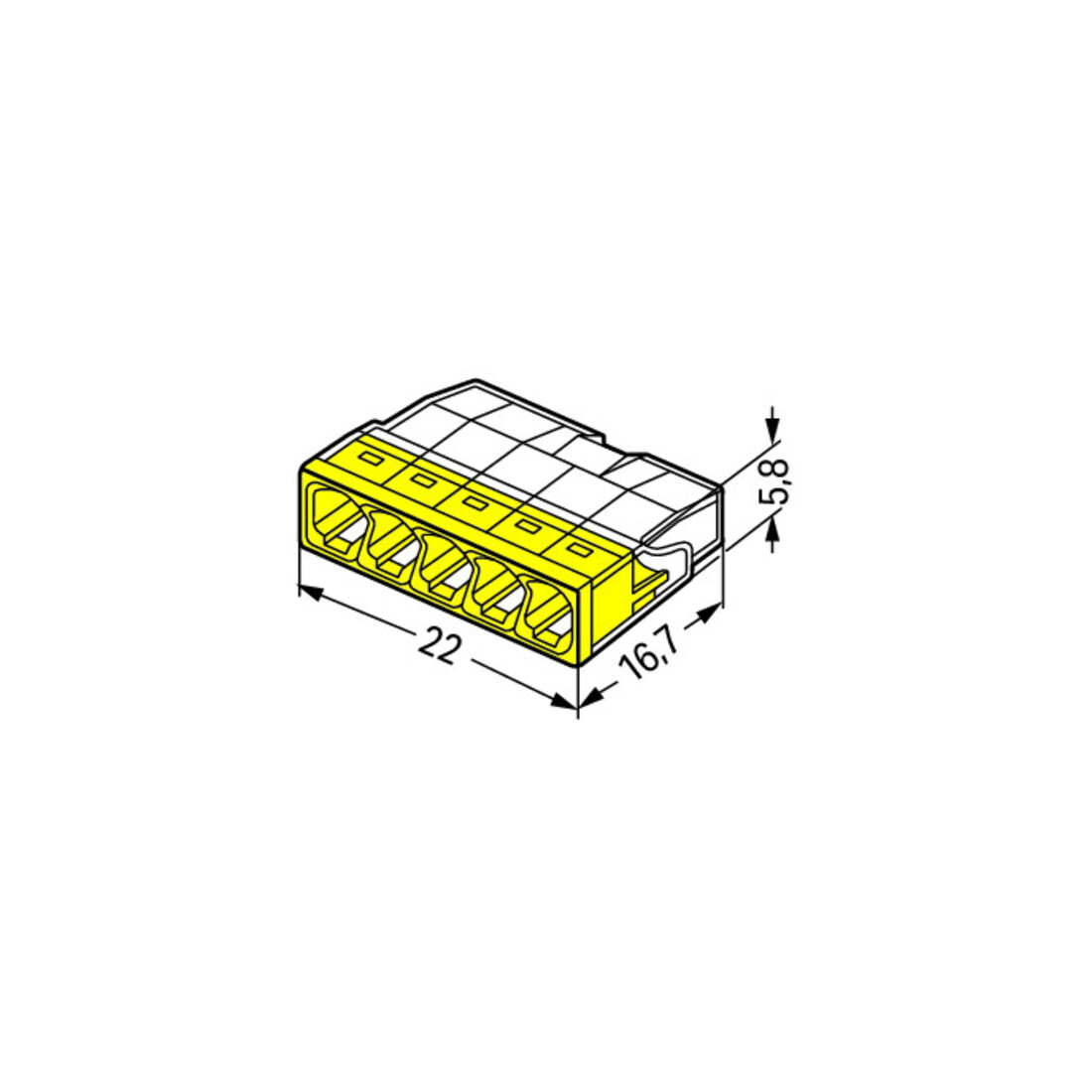 WAGO GmbH& Co. KG Connecteur de boîte de jonction 5x 0,5-2,5 jaune 2273-205