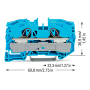 WAGO GmbH& Co. KG Durchgangsklemme bl 2L 1p TS35 2016-1204-5