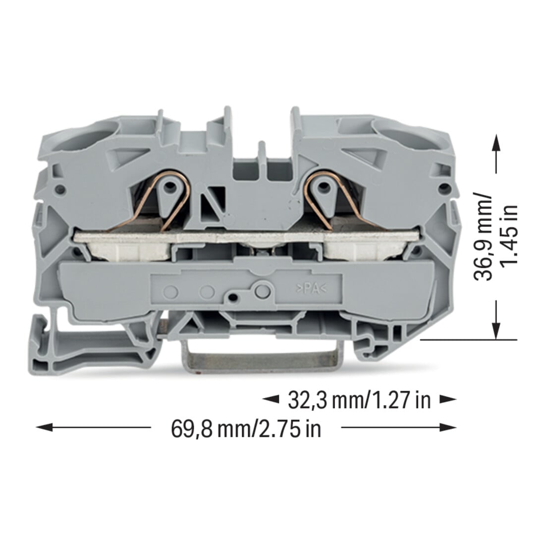WAGO GmbH& Co. KG Durchgangsklemme gr 2L 1p TS35 2016-1201