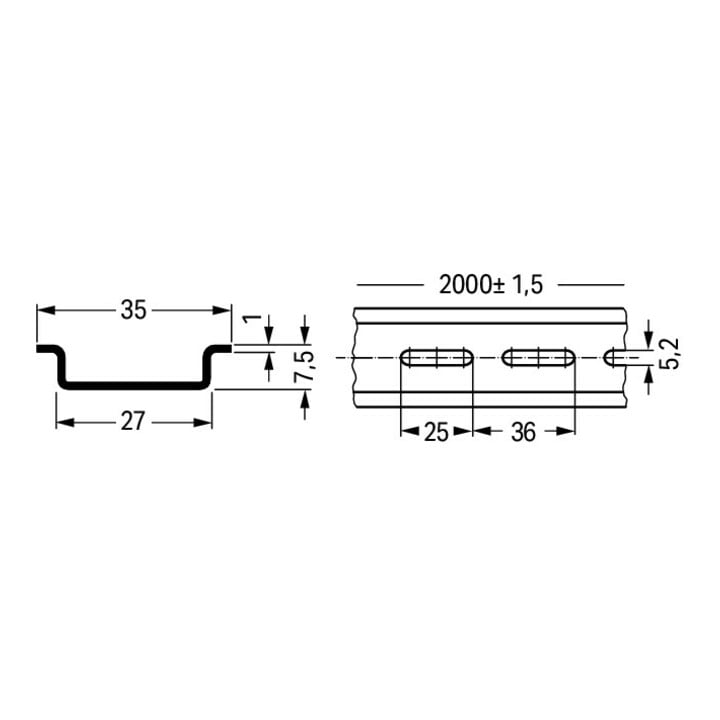 WAGO GmbH& Co. KG Tragschiene 35x7,5x1x2000mm gel. 210-112