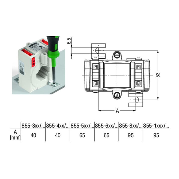 WAGO GmbH& Co. KG Transformateur de courant à clipser 855-305/200-501