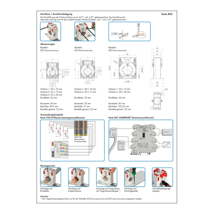 WAGO GmbH& Co. KG Transformateur de courant à enficher 150A/5A 855-305/150-501