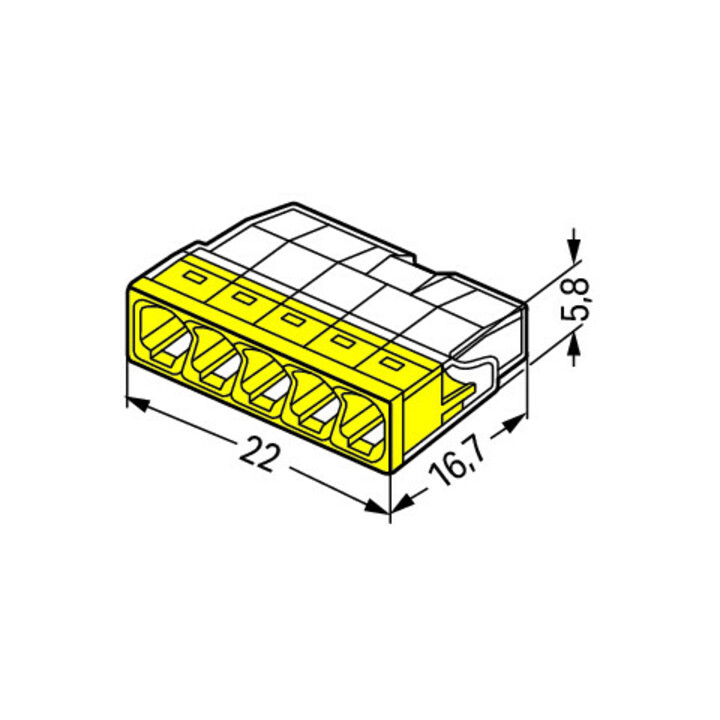 WAGO GmbH& Co. KG Verbindungsdosenklemme 5x 0.5-2.5 gelb 2273-205